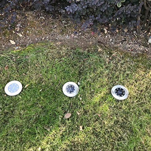 VIASA 8 LED Solar Power Buried Light Ground Lamp Outdoor Path Way Garden Decking (Cool White)