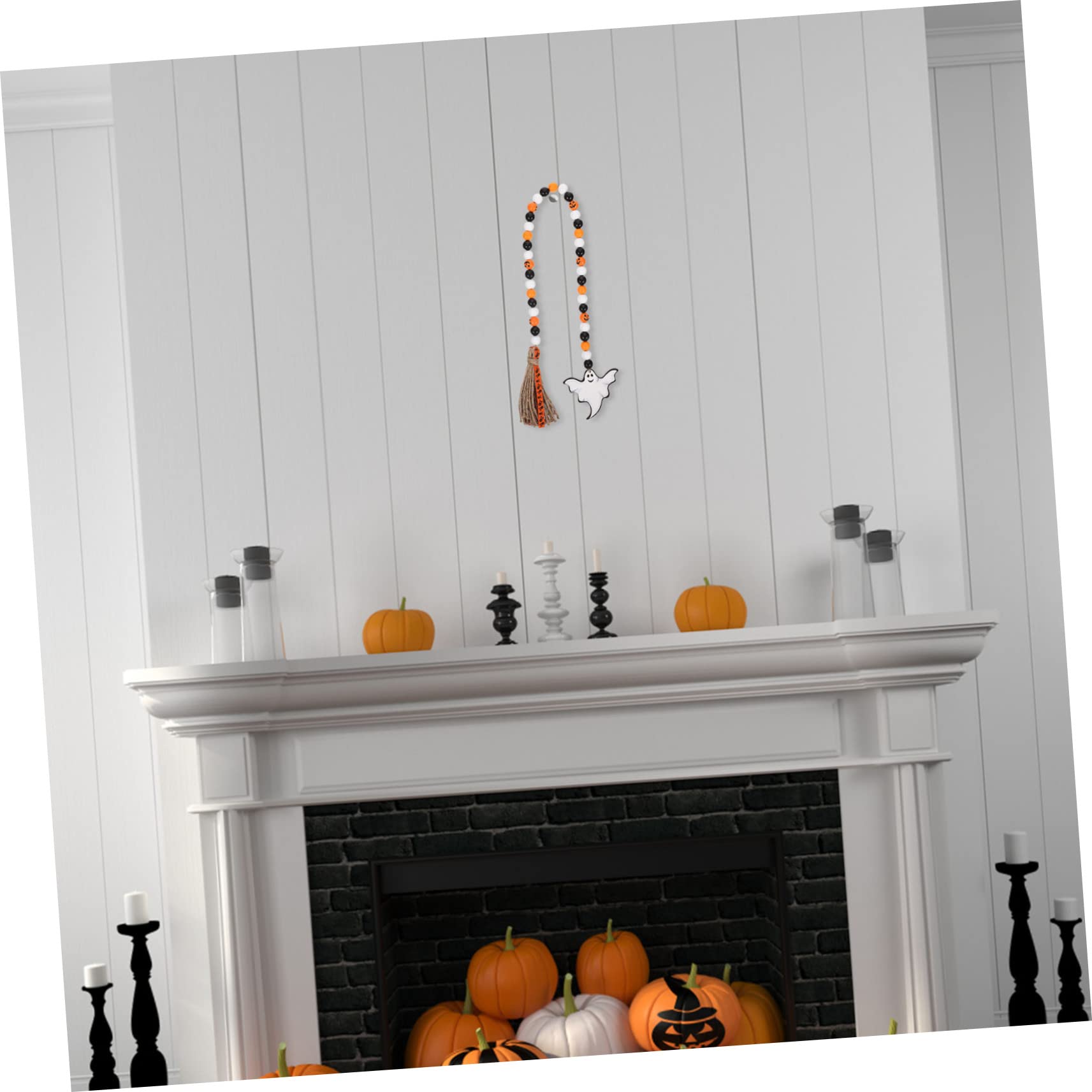 Cabilock 5 Pezzi Stringa Di Halloween Stringa Di Perline Di Legno Halloween Pendente Da Parete Perline Di Nappa Ghirlanda Decorazione Appesa A Parete Decorazioni Per La Casa