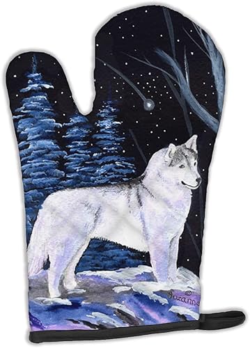 Caroline's Treasures SS8400OVMT Starry Night Siberian Husky - Mitón de horno grueso resistente al calor para sartenes calientes y horno, guante de