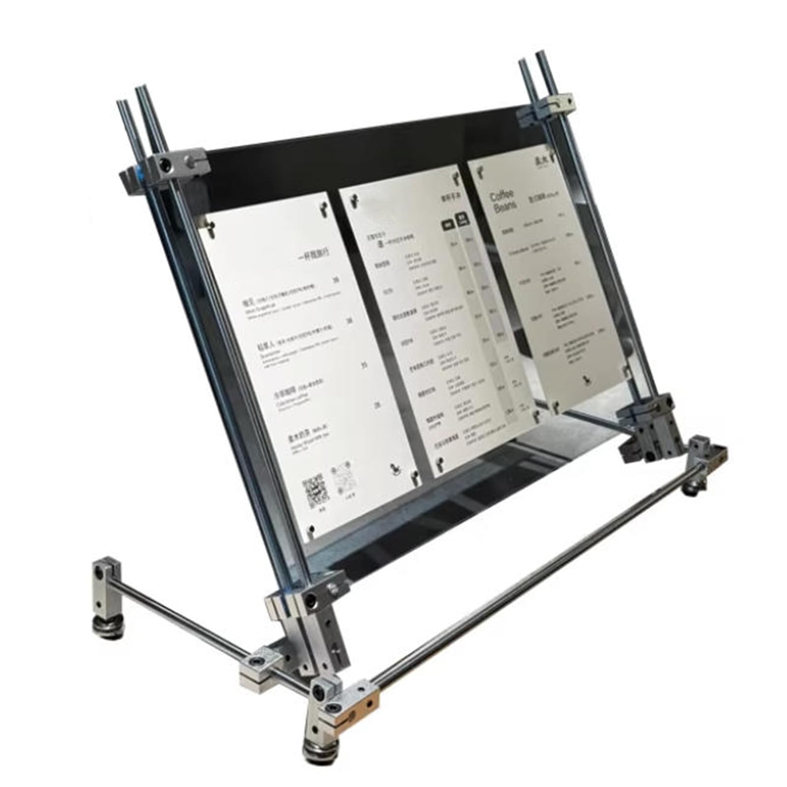 Soporte De Menú Acrílico De 40×25 Cm, Expositor De Mesa Transparente con Base De Acero Inoxidable Y Ruedas, Ideal para Restaurantes, Oficinas, Tiendas Y Ferias