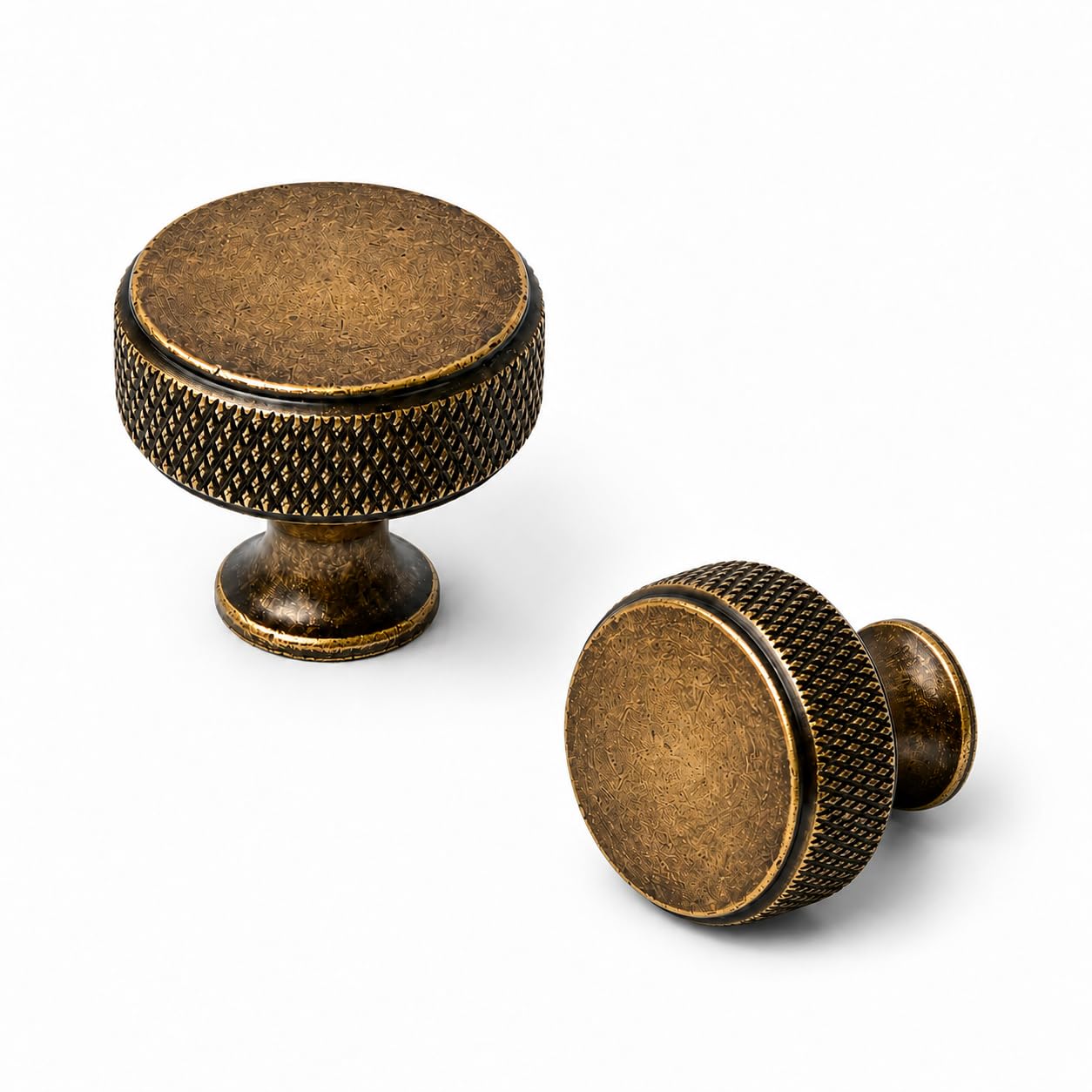 Gold Knurled Cabinet Knobs - 10 Pack -16