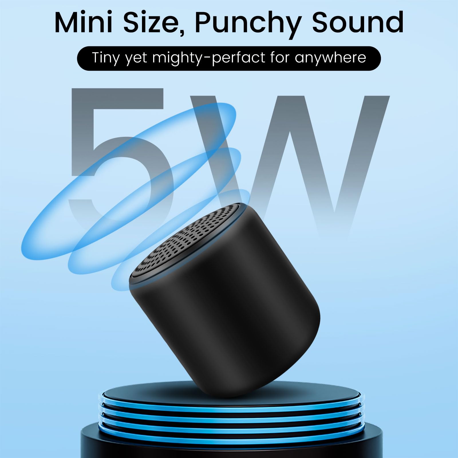 Mini haut-parleur Bluetooth – Petit haut-parleur Bluetooth portable sans fil avec stéréo TWS, son HD 5 W, Bluetooth 5.3, 8 heures de lecture – Haut-parleur de voyage idéal pour voiture, extérieur