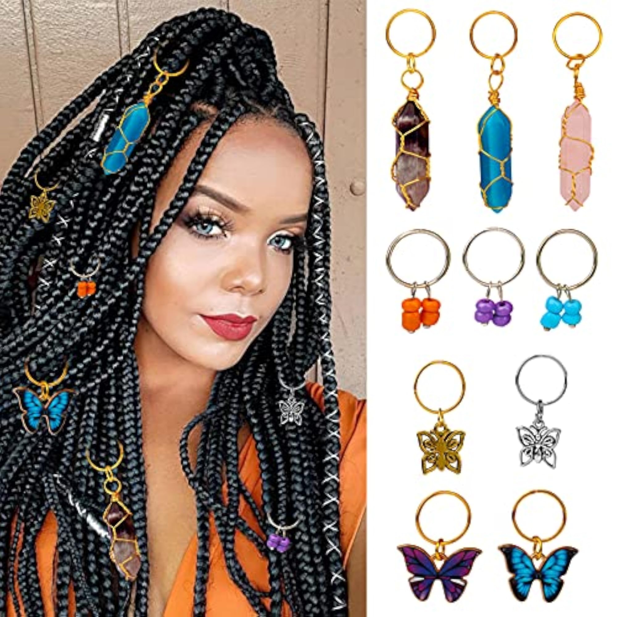 128 Pieces Dreadlock Accessories Hair Jewelry Set