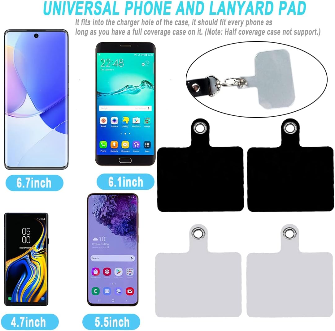 12 Pack Cell Phone Lanyard Tether Tab with Metal Ring, 2 Colors Universal Replacement Attachment Cellphone Tether PVC Patches Sticker Pad for Wrist Phone Strap Smartphone Neck Safety Tether image 4