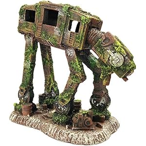 SLOCME Aquarium at-at Imperial Walker Decorations – Fish Tank Resin Robot Tropical Betta Fish Hide Cave Ornament