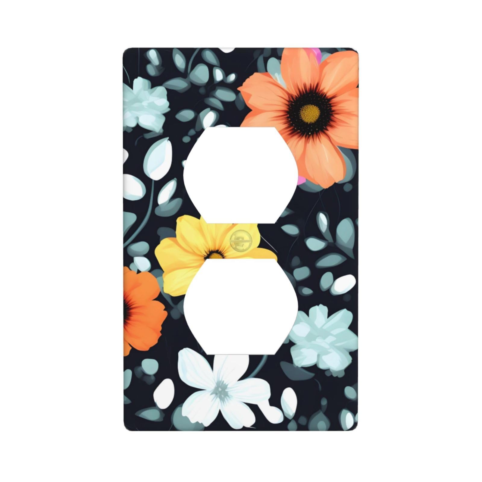 Beautiful Colourful Flowers Decorative Switch Plate Cover-Unbreakable Polycarbonate Wall Plate for Home Office, 1 Gang with Screws