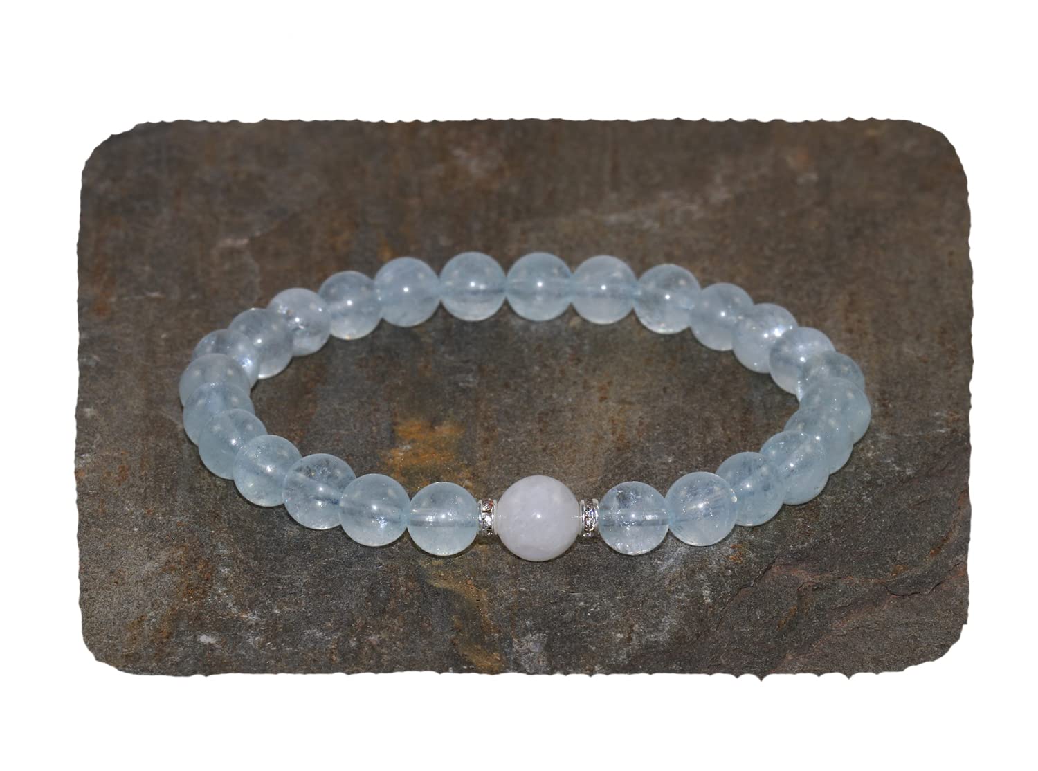 AAA Grade Aquamarine Moonstone Bracelet, Feminine Wrist Mala Beads,  Healing, Yoga Jewelry, Feminine Energy-Positive Communication-Love