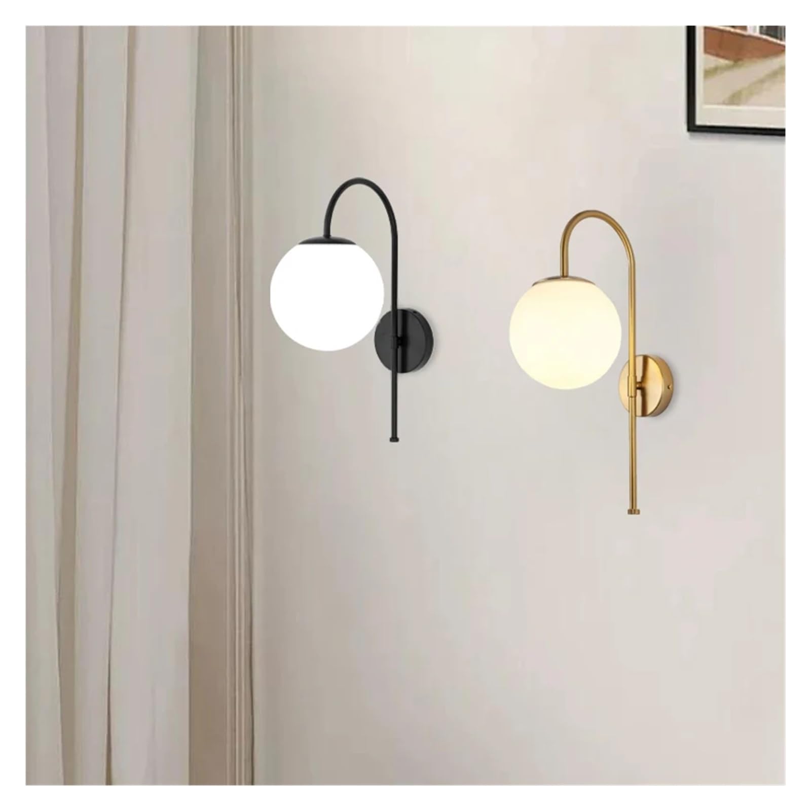 Lámpara de pared de hierro con pantalla de plástico, lámpara de noche sencilla, luz de lujo for dormitorio, sala de estar, pasillo, bombilla E27(Gold)