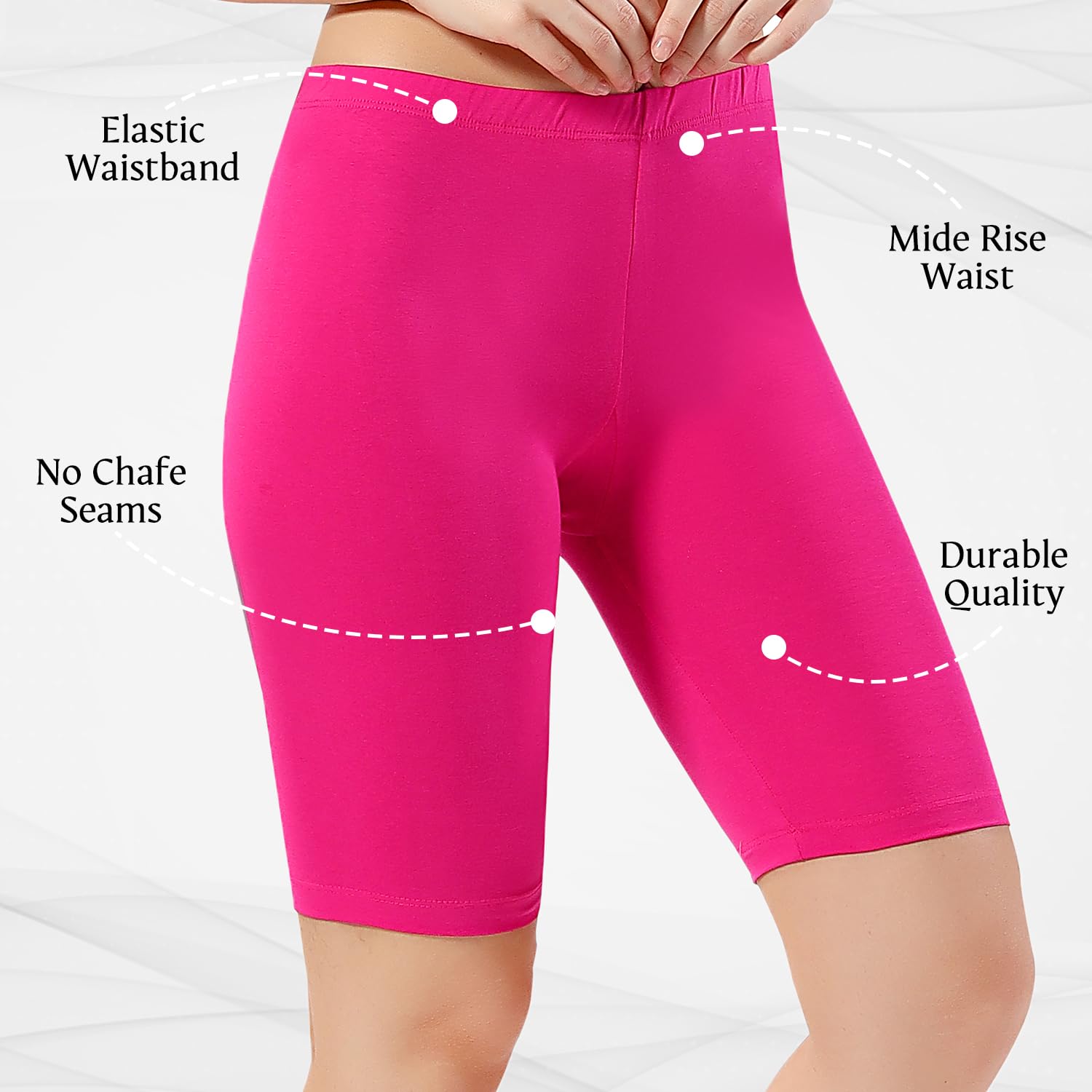 TRASA Women's Cotton Fashion Biker Workout Cycling Shorts, Pink - M 1