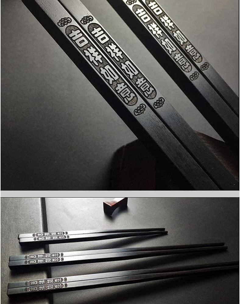 Baguettes en ébène de Haute qualité Ensemble de Vaisselle Asiatique Porte-Baguettes Cadeau antidérapant d'environ 25 cm de Long