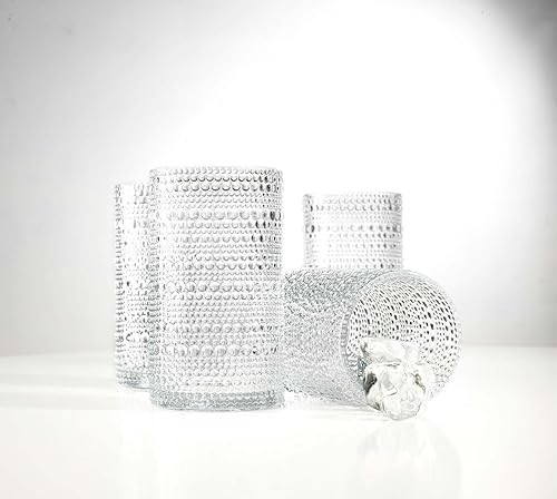 Miniatura 5 de Glaver's Hobnail - Juego de 4 vasos de cristal con cuentas vintage transparentes, 15 onzas, juego de cristalería de cóctel, para zumo de agua,