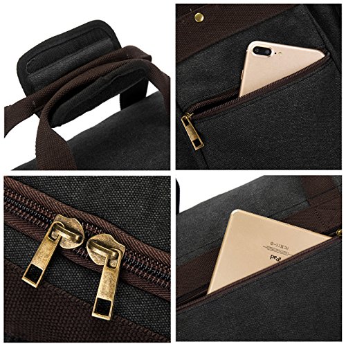 Weekender Overnight Duffel Bag Shoe Pocket for Women Men Weekend Travel Tote Carry On Bag (Black)