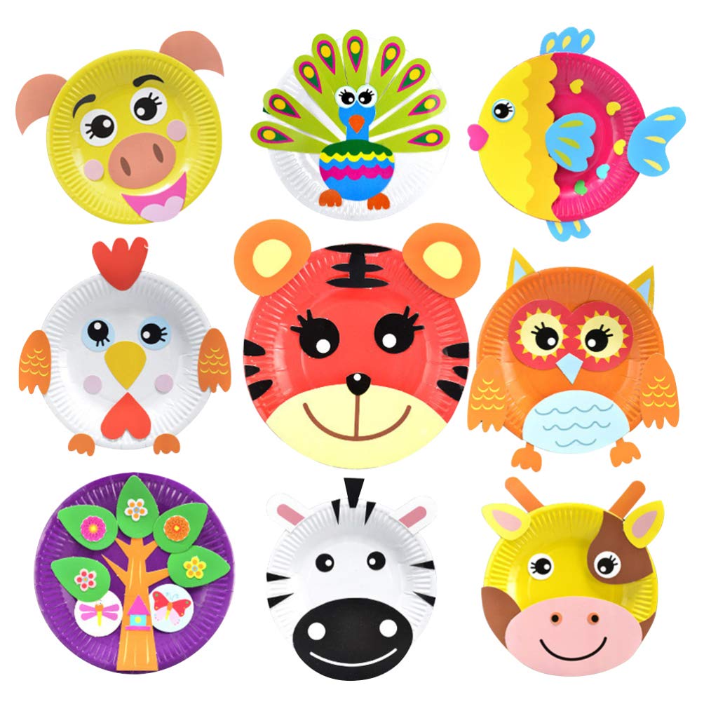 ULTNICE 1Set Paper Plate DIY Art Craft Educational Toddler Art and Craft Activity Craft Kit Animal Stickers for Toddler Kids