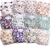 Littles and Bloomz FLV2-1202 Wiederverwendbare Stoffwindel, Standard-Klettverschluss, 12 Windeln