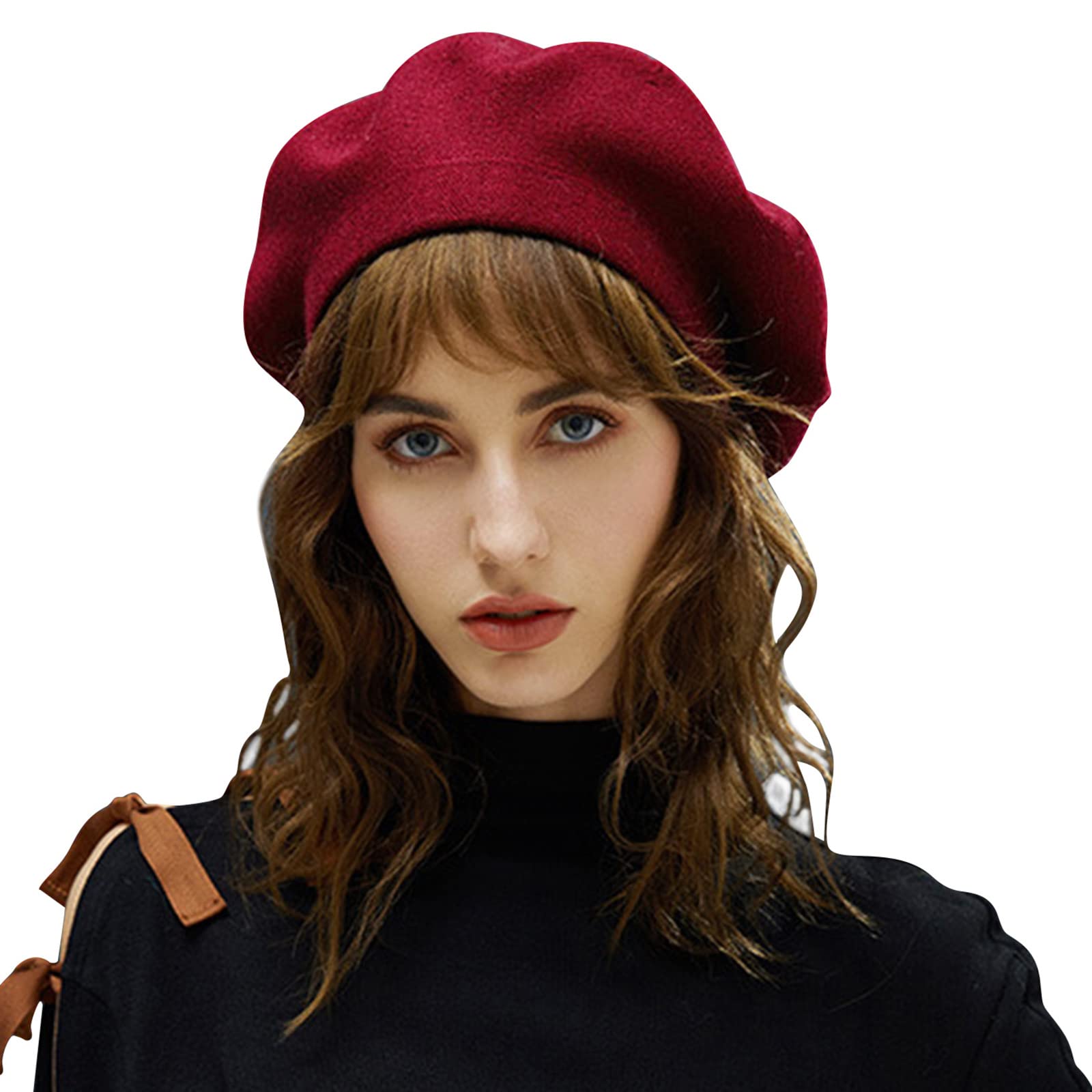 SumoluxWomens Wool Beret Cap Knitted Beanie Hat French Autumn Winter Hat for Ladies