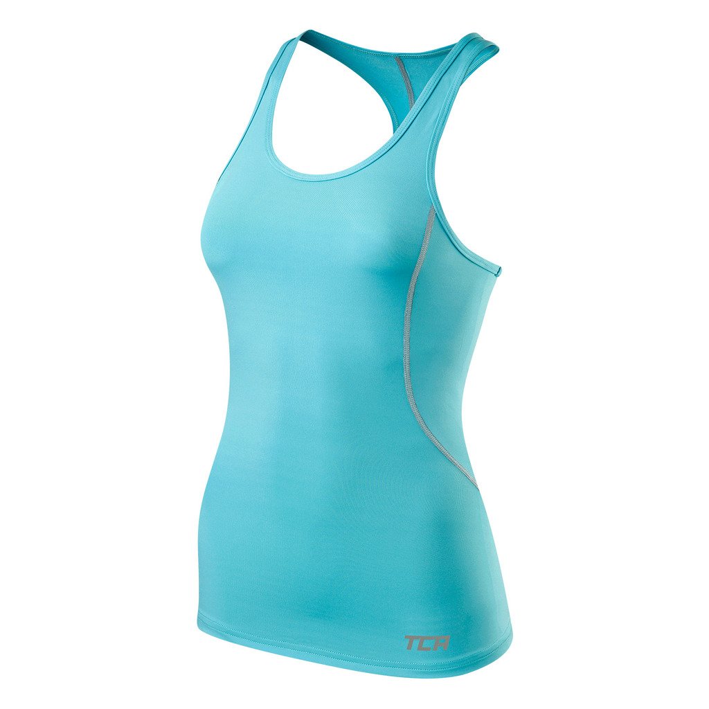 Tca Women's Light Blue Pro Performance Base Layer Running Training Vest Tank Top - Capri Blue M