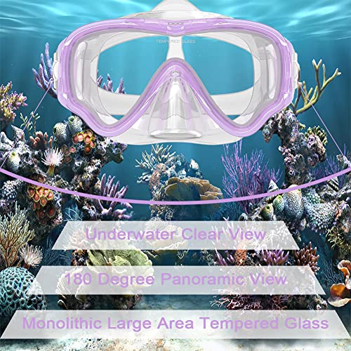 Wacool Snorkeling Snorkel Diving Scuba Package Set Gear For Kids Youth Junior Anti-Fog Coated Glass With Silicon Mouth Piece Purge Valve And Anti-Splash (Purple) #TOP1