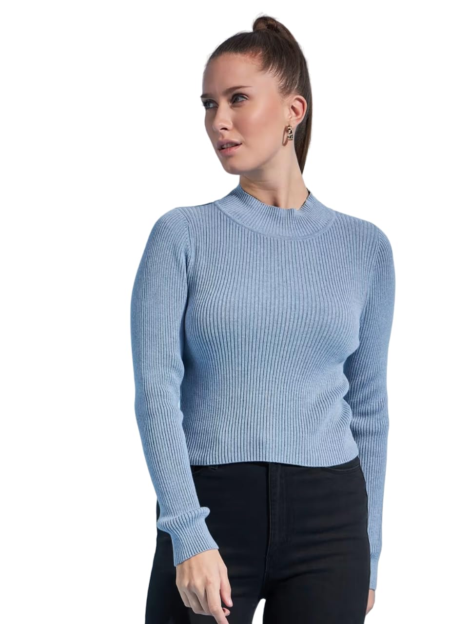 Ladies T-Neck Sweater, Fashion Spring and Autumn Thin Knit Pullover, Solid Color, Slim, Warm, Soft, Stretch Basic Top, Elegant Casual Street Sweater,Turtle Neck Sweater-image-4