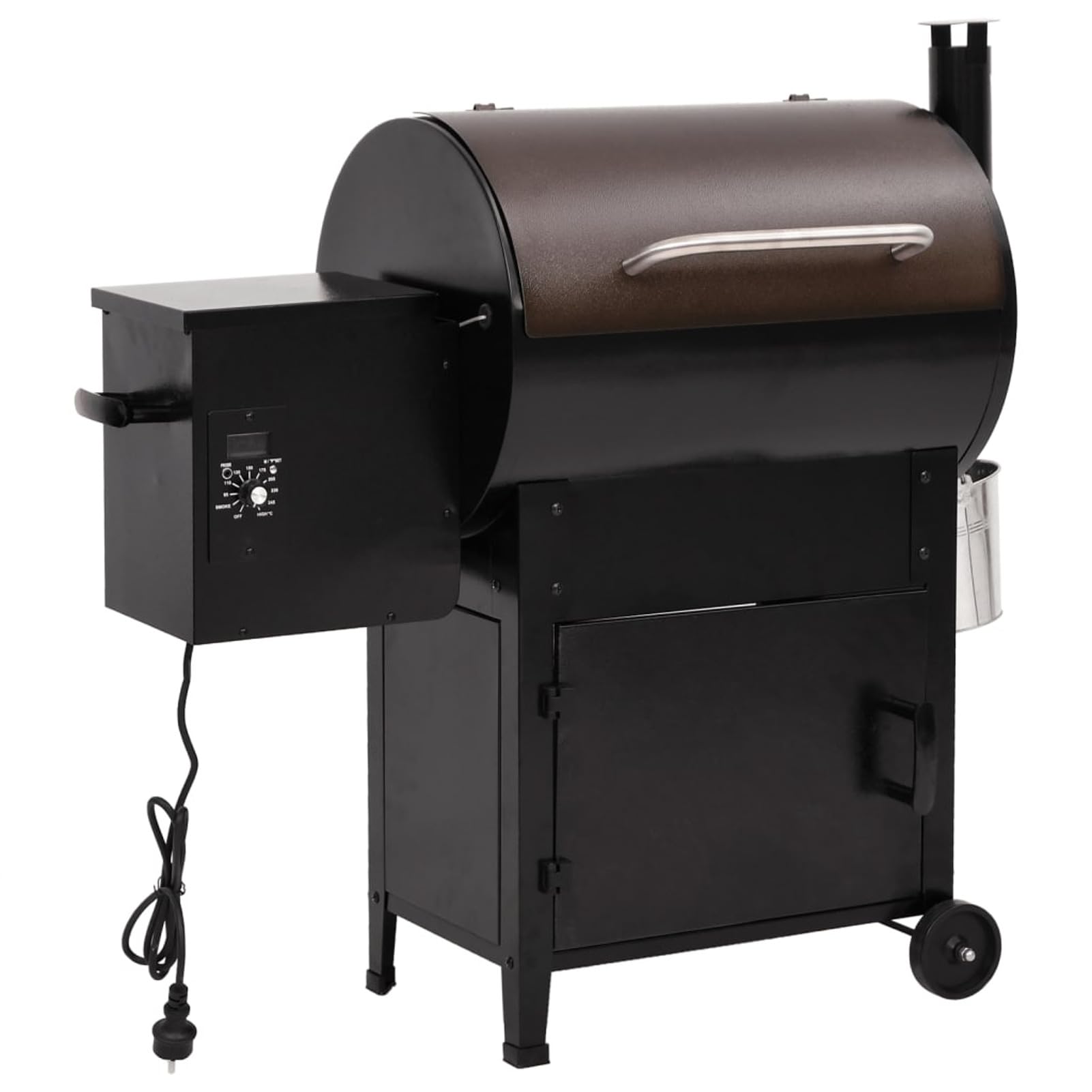 Homgoday Barbecue a pellet con camino ferro nero 104 cm