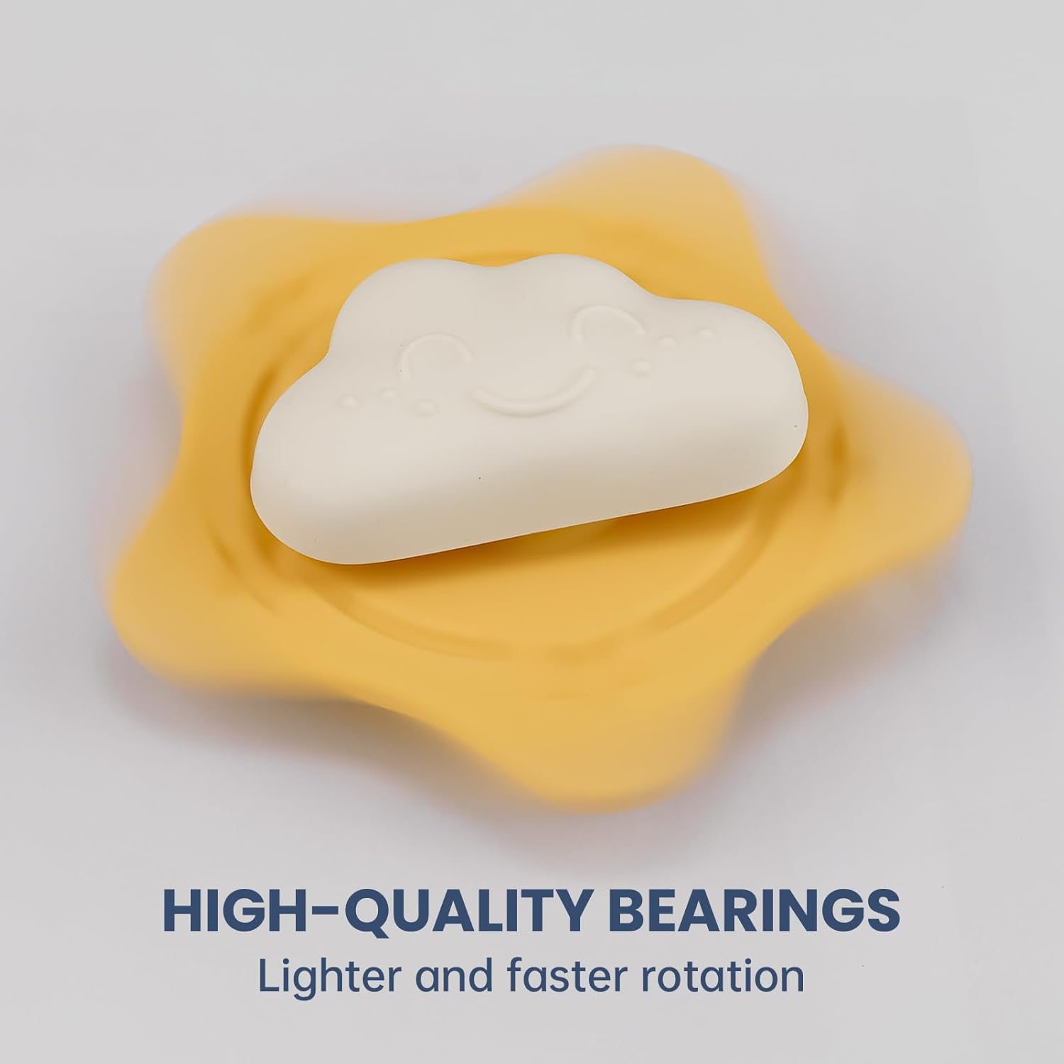 Silicone Suction Spinner Toy for Toddlers, Cloud & Star Design Sensory Spinning Toy with Suction Cup for Windows, Tubs, Airplane Travel, Highchair, BPA-Free Teething-Safe Baby Fidget Toy