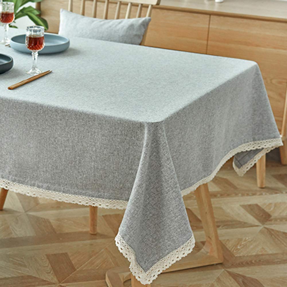Niemarszczący się bawełniany obrus prosty nordycki design niezbędny do prania dekoracyjny pokrowiec do jadalni i kuchni różowy 140 x 220 cm (55 x 87 cali)