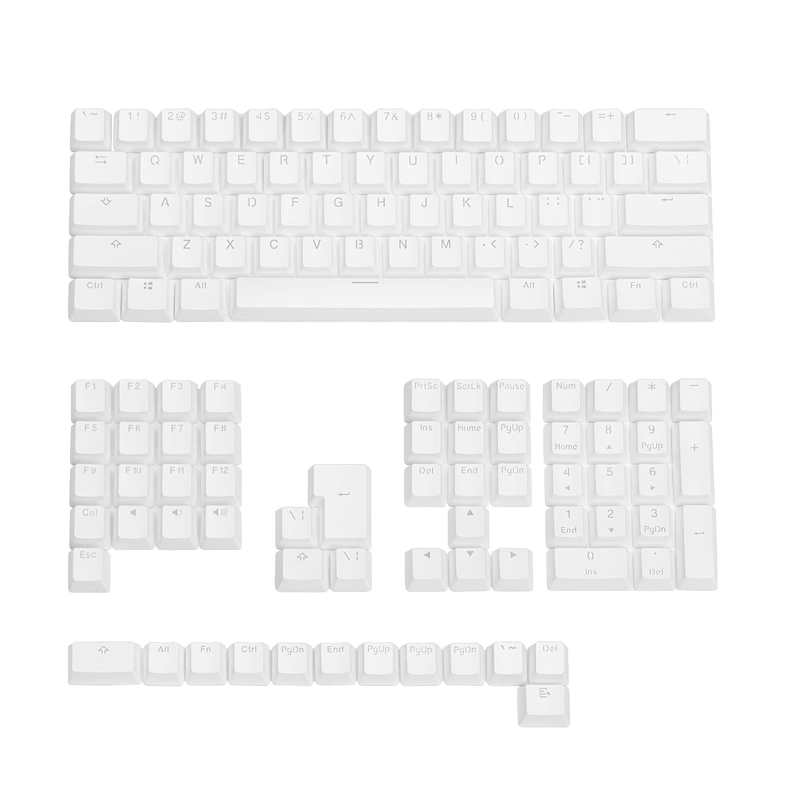 Happy BallsWhite Backlit Keycaps PBT Cherry MX Keyset Doubleshot OEM Profile for US UK Layout 61 68 84 87 104 108 MX Switches Mechanical Keyboard(White)