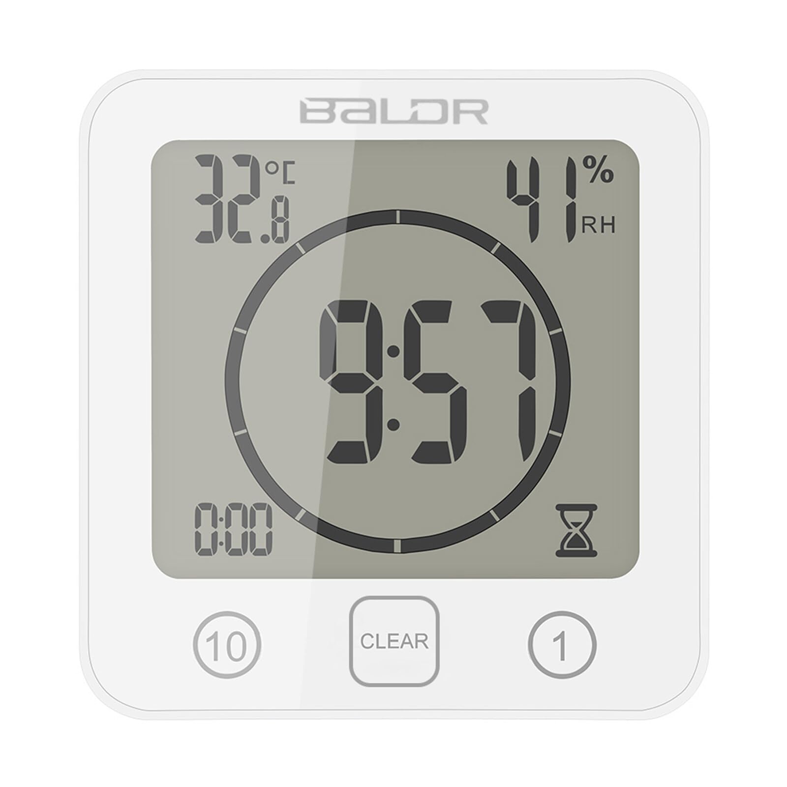 Reloj de baño Reloj de Pared de la Ducha de baño Digital con Alarma Pantalla de Temperatura de Humedad Pantalla LCD Grande Temporizador de Ducha de Cuenta Regresiva