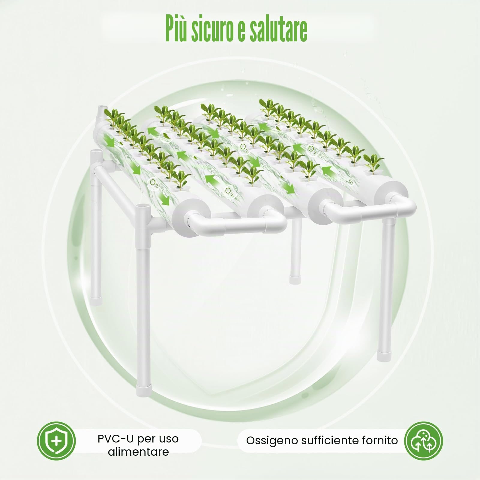Sistema di coltivazione idroponico a 36 punti di impianto, PVC-U, sistema di irrigazione idroponico con pompa dell'acqua, kit per la crescita delle piante senza terra, per erbe, verdura, frutta