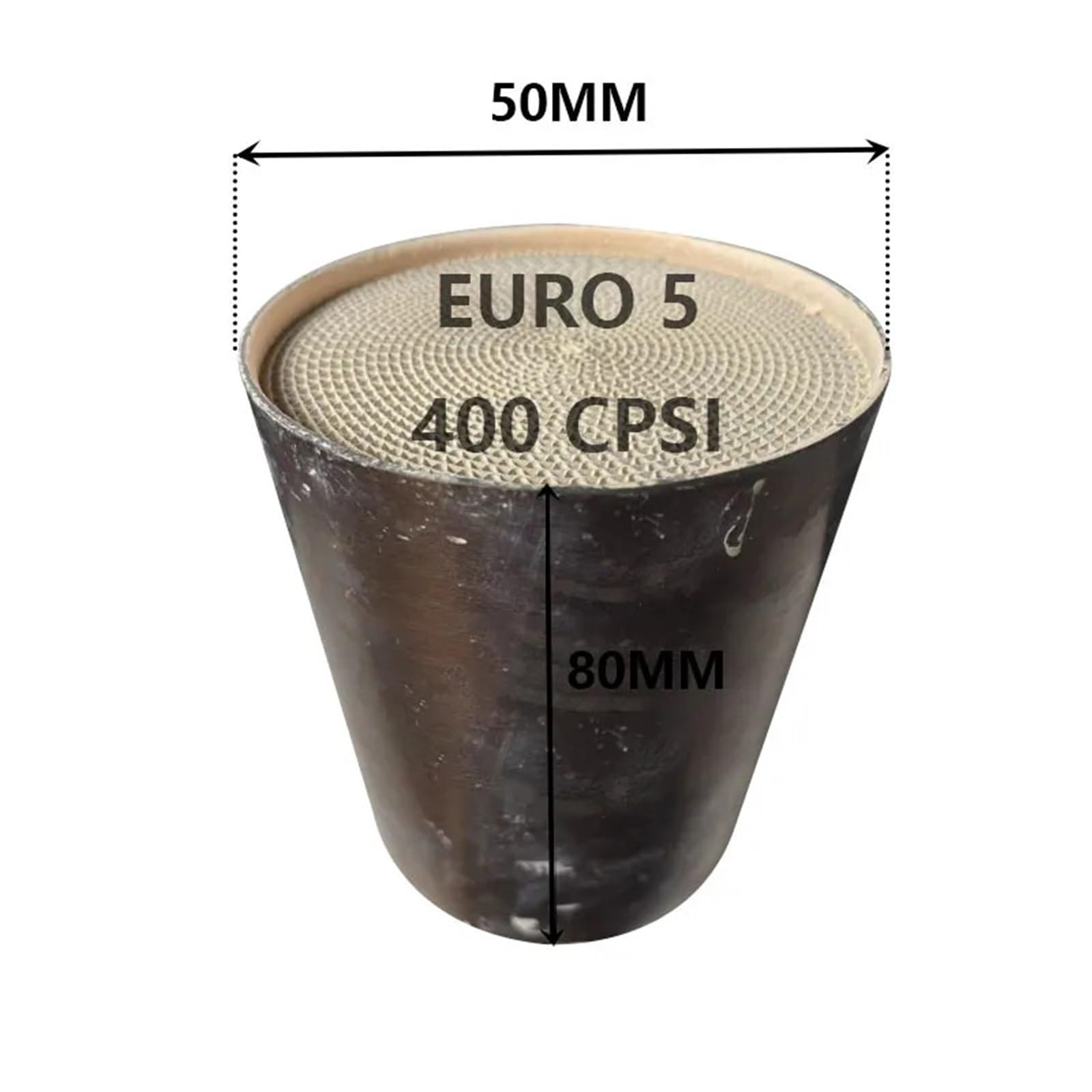 katalizator samochodowy 400CPSI EURO 5 Metalowa średnica 50 mm Długość 80 mm Trójdrożny nośnik katalizatora w kształcie plastra miodu Uniwersalny