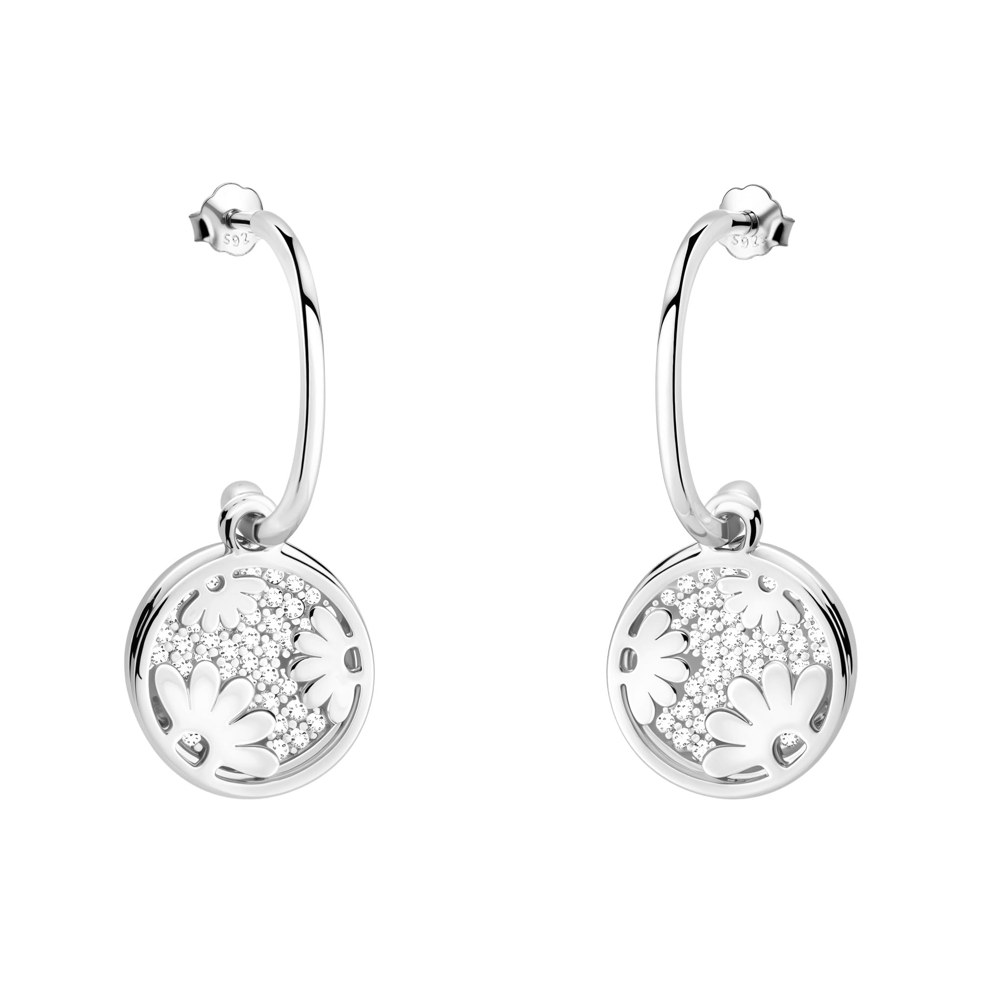 SOFIA MILANI - Damen Ohrringe 925 Silber - mit Zirkonia Steinen - Blumen Ohrhänger