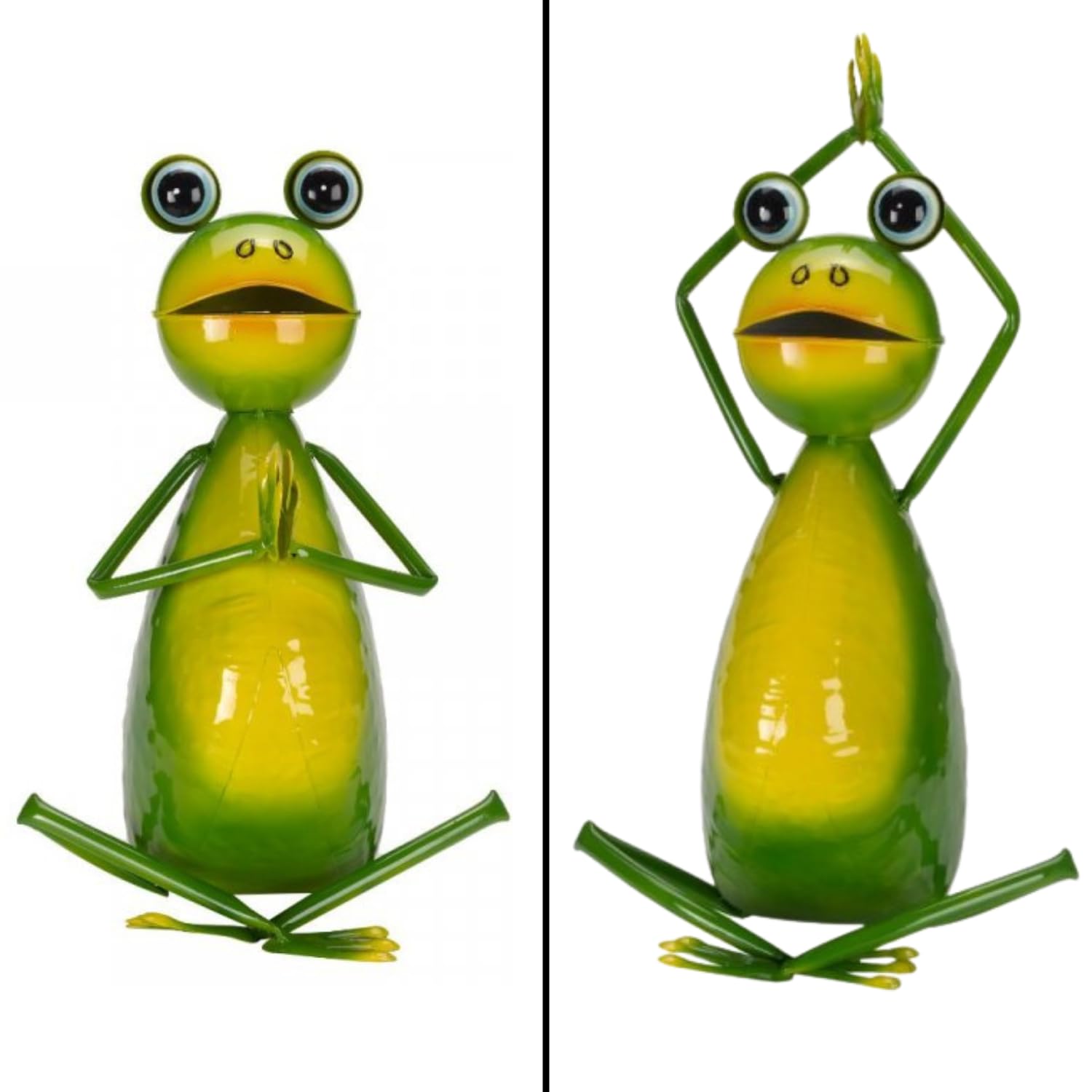 Garden Mile Grenouille de yoga en métal - Ornements de jardin en plein air - Résistant aux intempéries - Peint à la main - Sculptures et statues de jardin pour intérieur et extérieur - Idéal pour