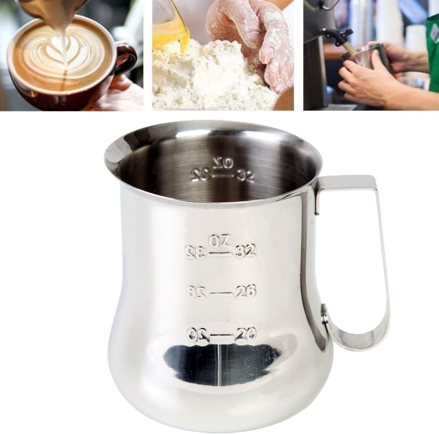 TrueCraftware- 18 oz Stainless Steel Espresso Milk Steaming Pitcher with Measuring Scale- Steaming Pitcher Coffee Bar Cappuccino Barista Tools Milk Jug Steamer Frother Cup