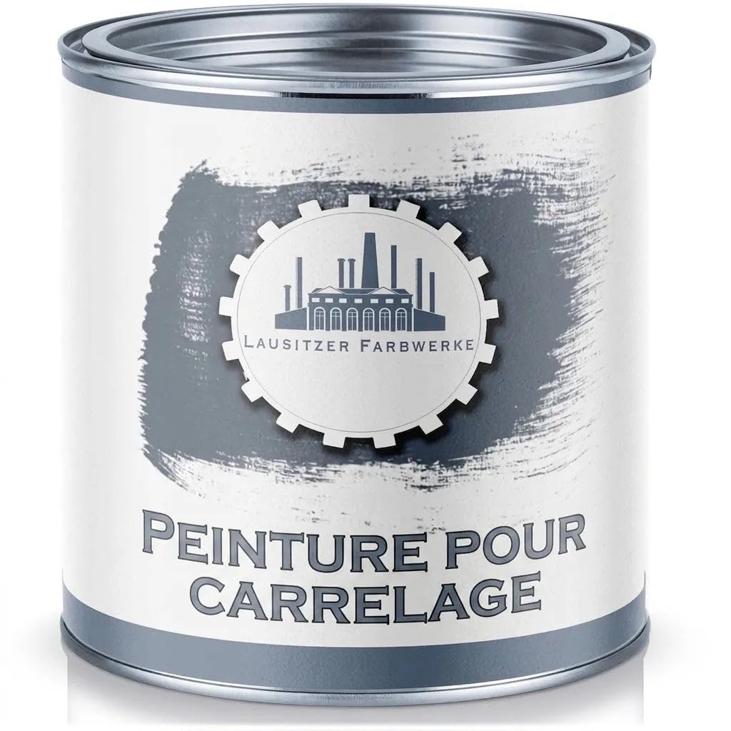 Peinture carrelage 2en1 satiné gris silex RAL 7032 gris sous couche peinture+laque Intérieur & Extérieur laque de finition - particulièrement robuste & à séchage rapide - (1 L) Lausitzer Farbwerke