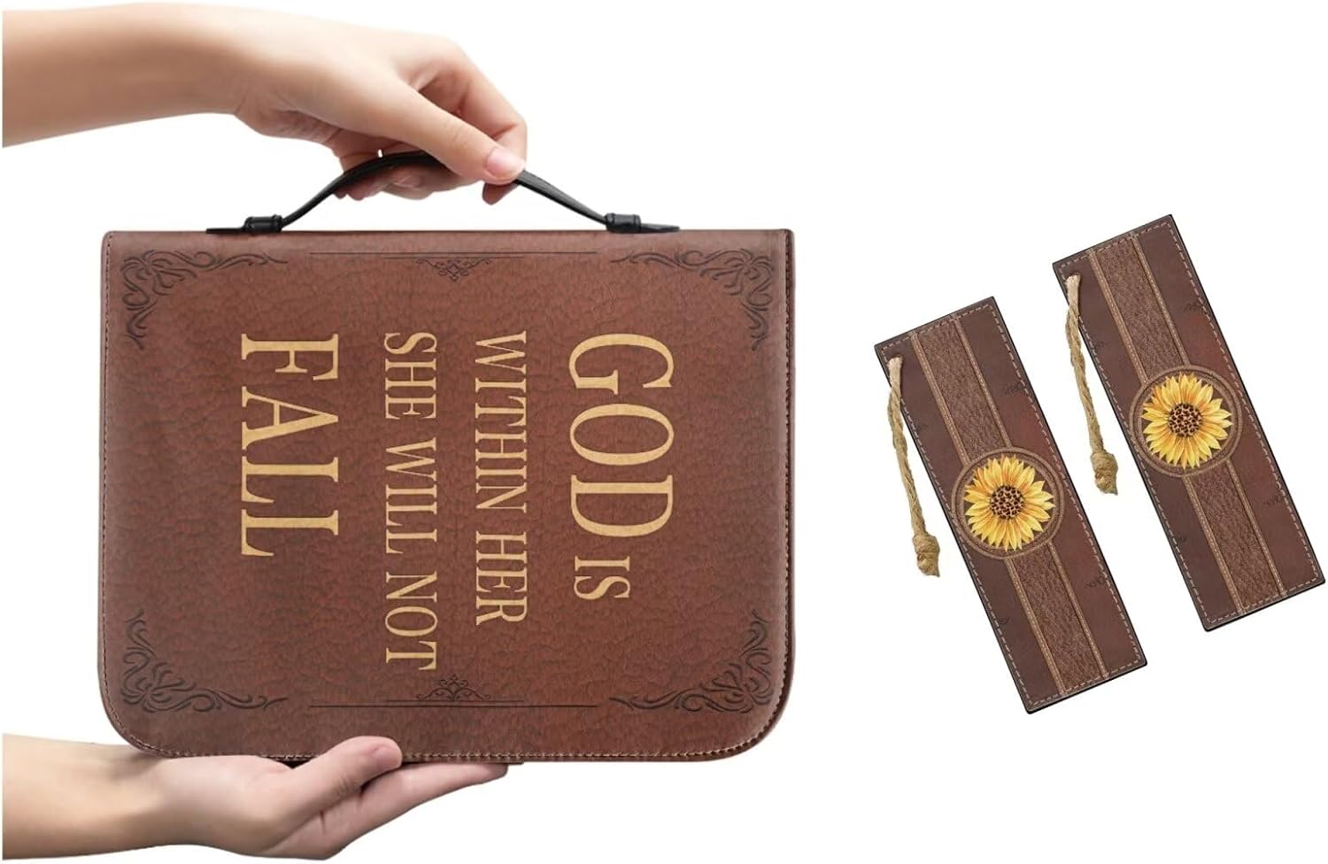 Bible Carrying Case with 2Pcs Bookmark Bible Tote Bag with Durable Handle Multi-Functional Storage Bag