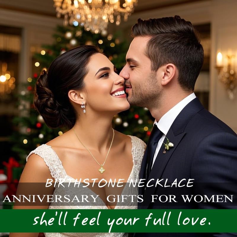 HeartMelody Clover Necklaces for Women Gold,Cross Necklace Wedding Anniversary Birthday Gifts for Wife Her Mom, 18K White /Rose Gold /14 K Gold Womens Fashion Jewelry with Birthstone Pendant Lucky Necklaces - Image 5