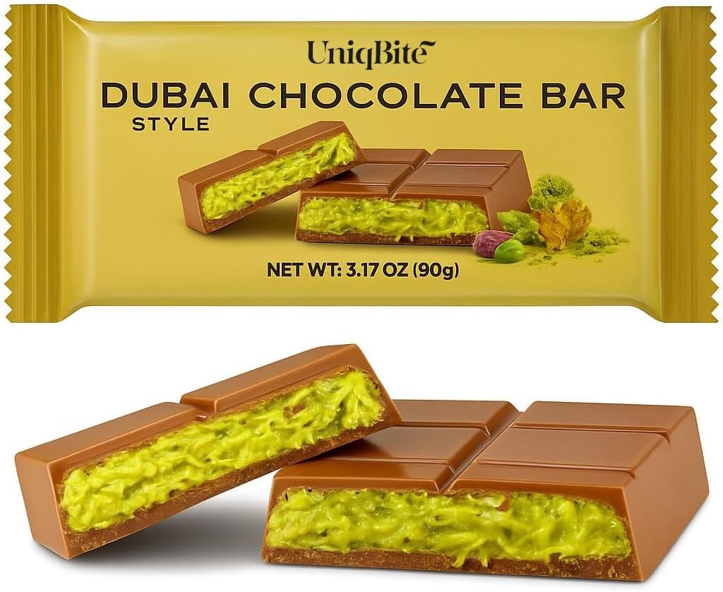 Dubai Chocolate Bar Pistachio, 3.17 oz (90gr), Viral Knafeh Chocolate Bar with Pistachio Cream and Kataifi