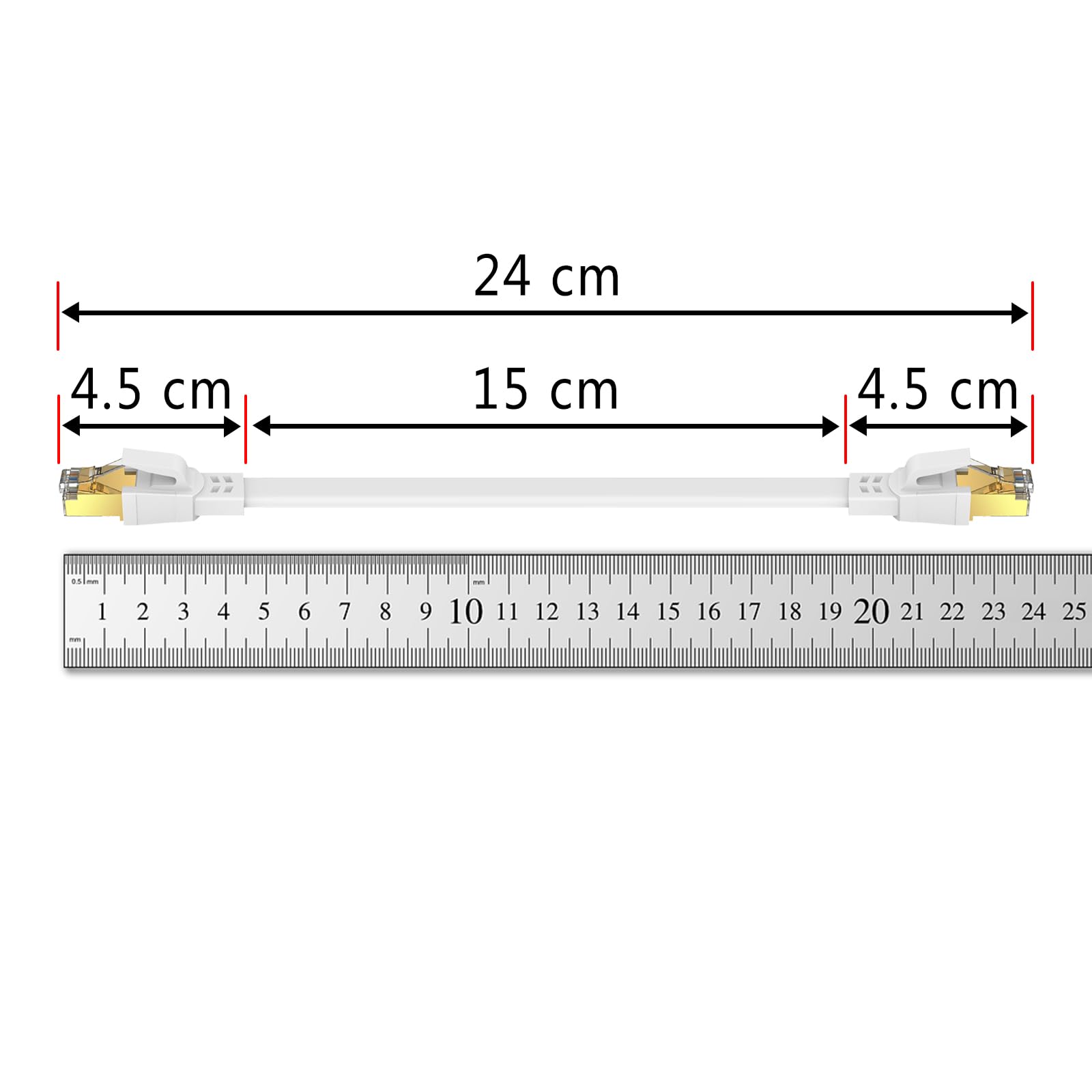 Ercielook Cavo Ethernet 0,15m-2pack, Cat 8 Cavo LAN schermato professionale, cavo di rete Cat8 ad alta velocità 40 Gbps e 2000Mhz per router/giochi/modem