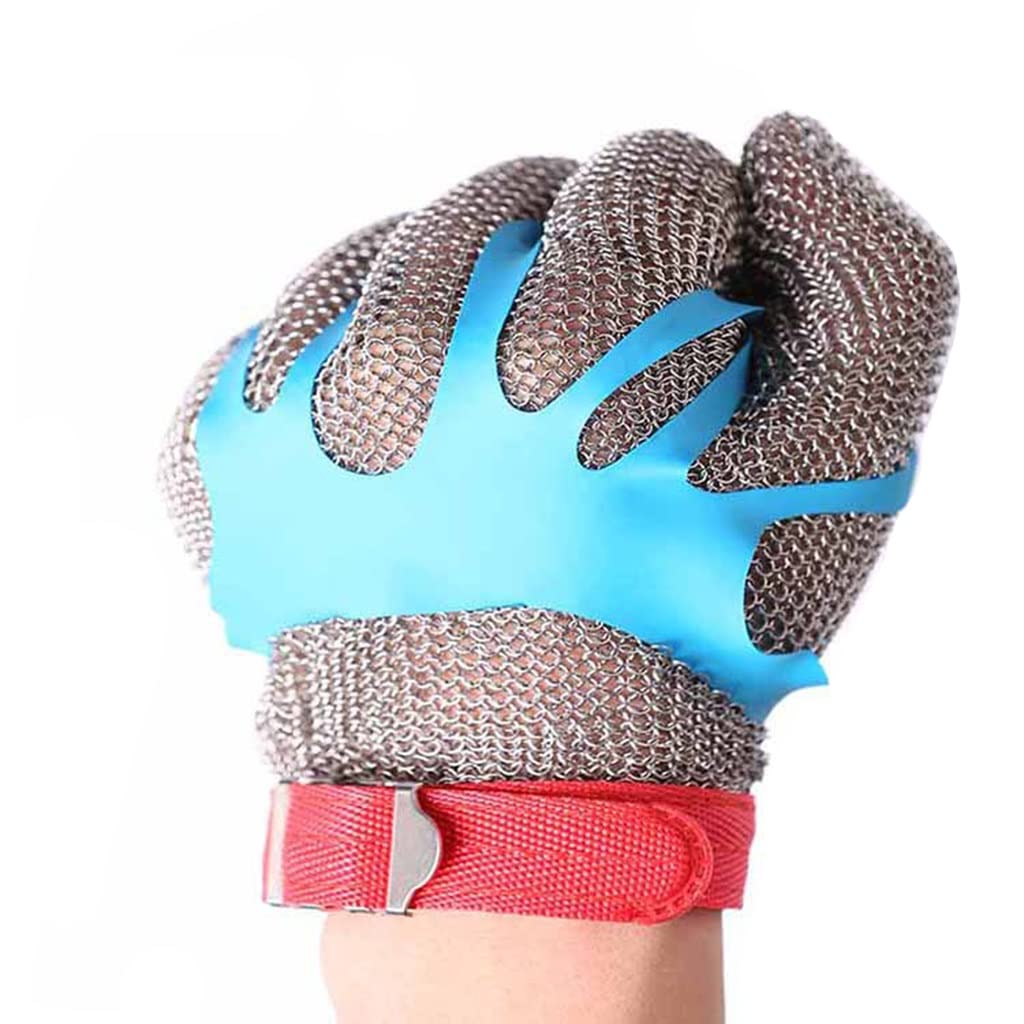 Guantes Resistentes al Corte de Metal Pesado, Guantes de Alambre de Acero Protector de Grado 9, cómodos y Antideslizantes, universales for Mano Izquierda y Mano Derecha