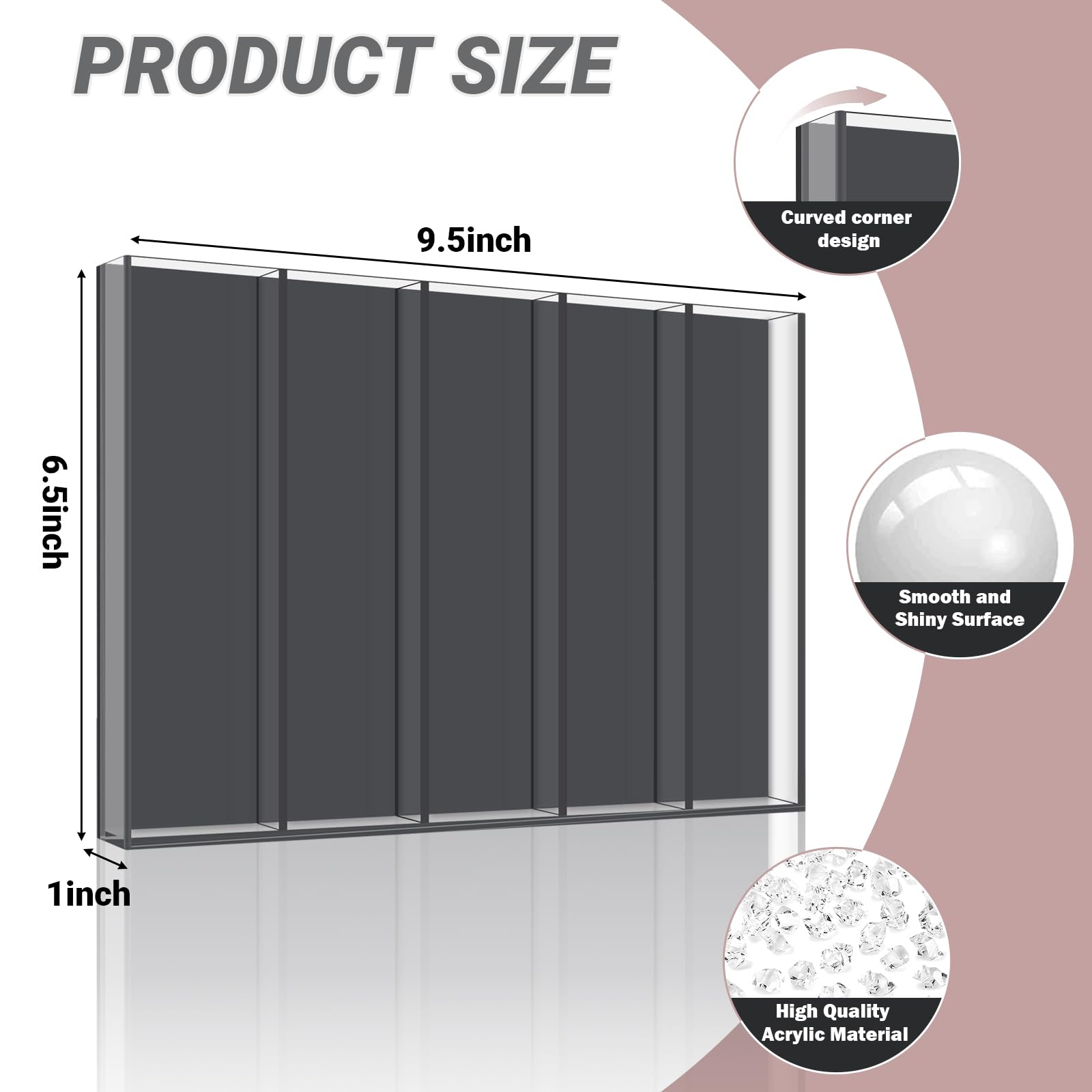 Magnetic Acrylic Straw Holder, Cabinet Straw Organizer with Double Sided Adhesive Tape, Tall Reusable Straws Storage Container, Drinking Straws Dispenser for Fridge, Cupboard Door, Kitchen (Clear)