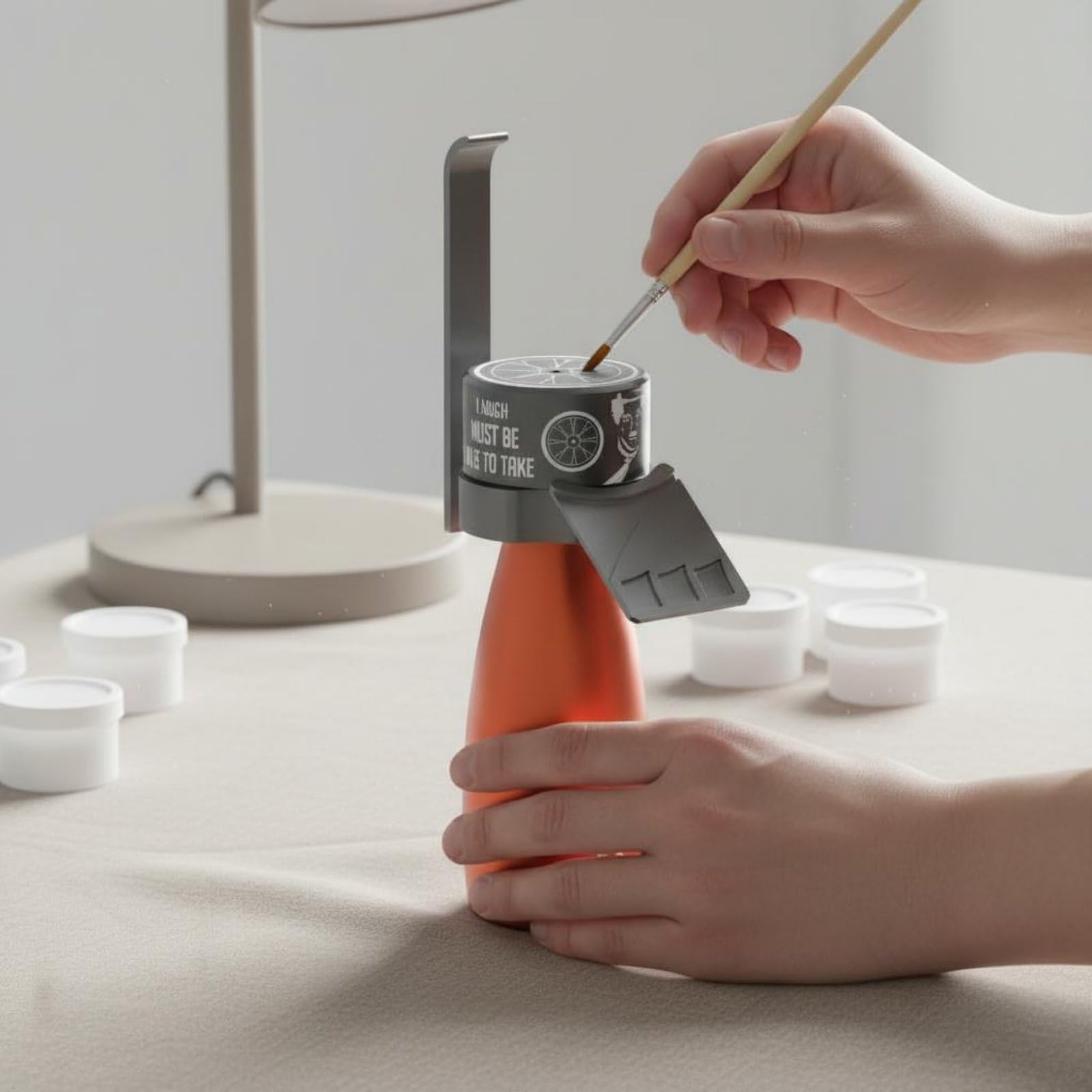Milageto Soporte de Pintura en Miniatura Mango, Estación De Pintura De Aerógrafo para Modelos