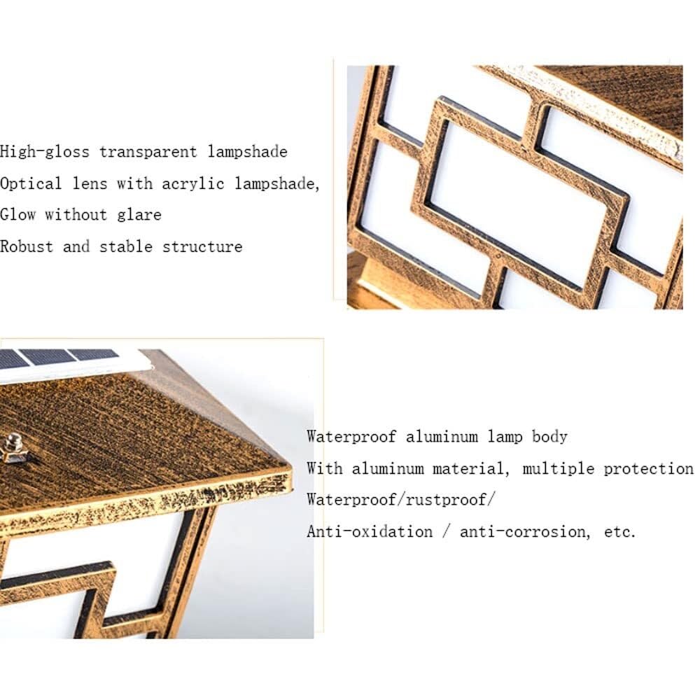Odlewana ciśnieniowo aluminiowa lampa solarna LED IP45, lampa na słupek ogrodzeniowy, zewnętrzna dekoracja krajobrazu, lampa solarna na słupek, do willi na świeżym powiet(One Color-15.7in)