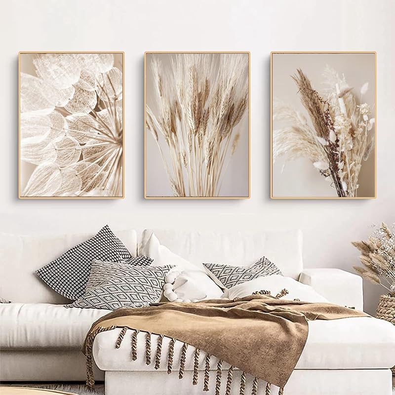 Impression murale sans cadre fleur de plante beige pour art moderne