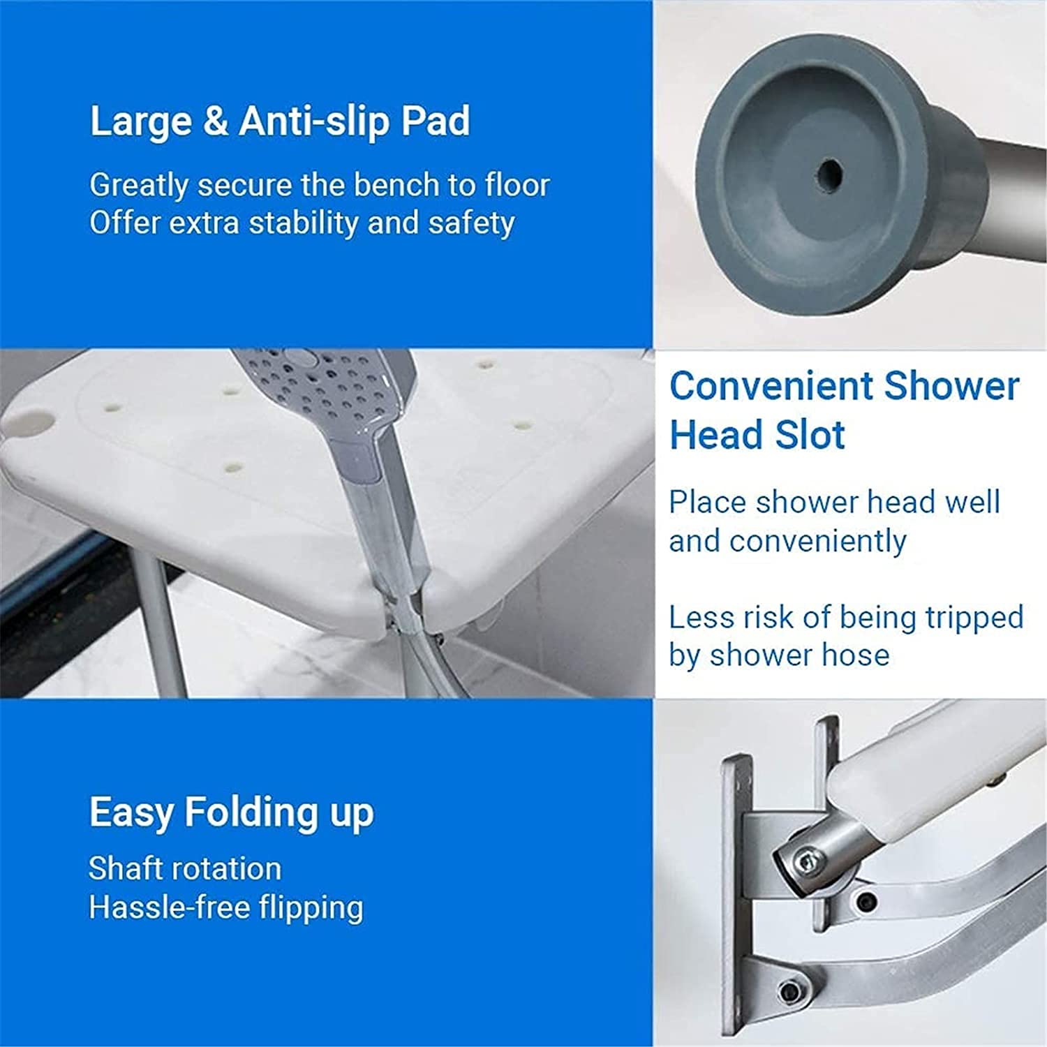 Asientos de Ducha y sillas for Personas Mayores, Banco de Ducha Plegable, Silla de baño con Asiento de baño Plegable con Tornillos, Taburete de baño de Pared.