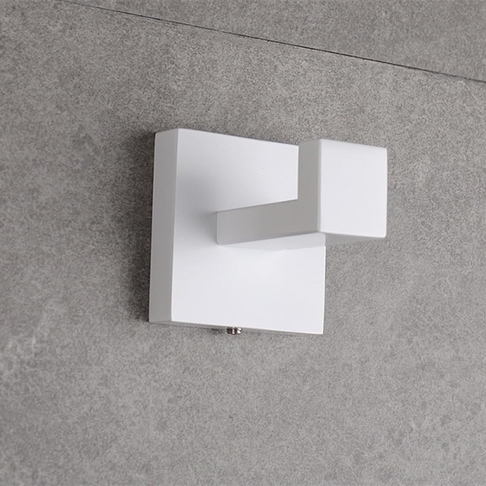 YUET 2 Pezzi Ganci Parete Quadrato Accappatoio Portasciugamani in Acciaio Inox Gancio Appendiabiti Asciugamani Parete Cucina Bagno Garage Montaggio Appendere Cappotto (Bianco)