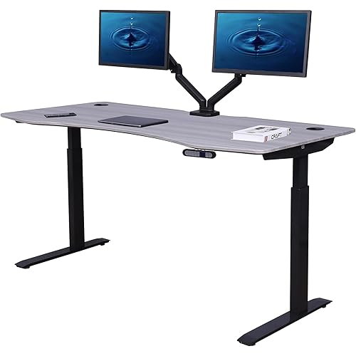 ApexDesk AX7133GRY Elite Pro Series Electric Height Adjustable Standing Desk (71", Grey Top/Black Frame)