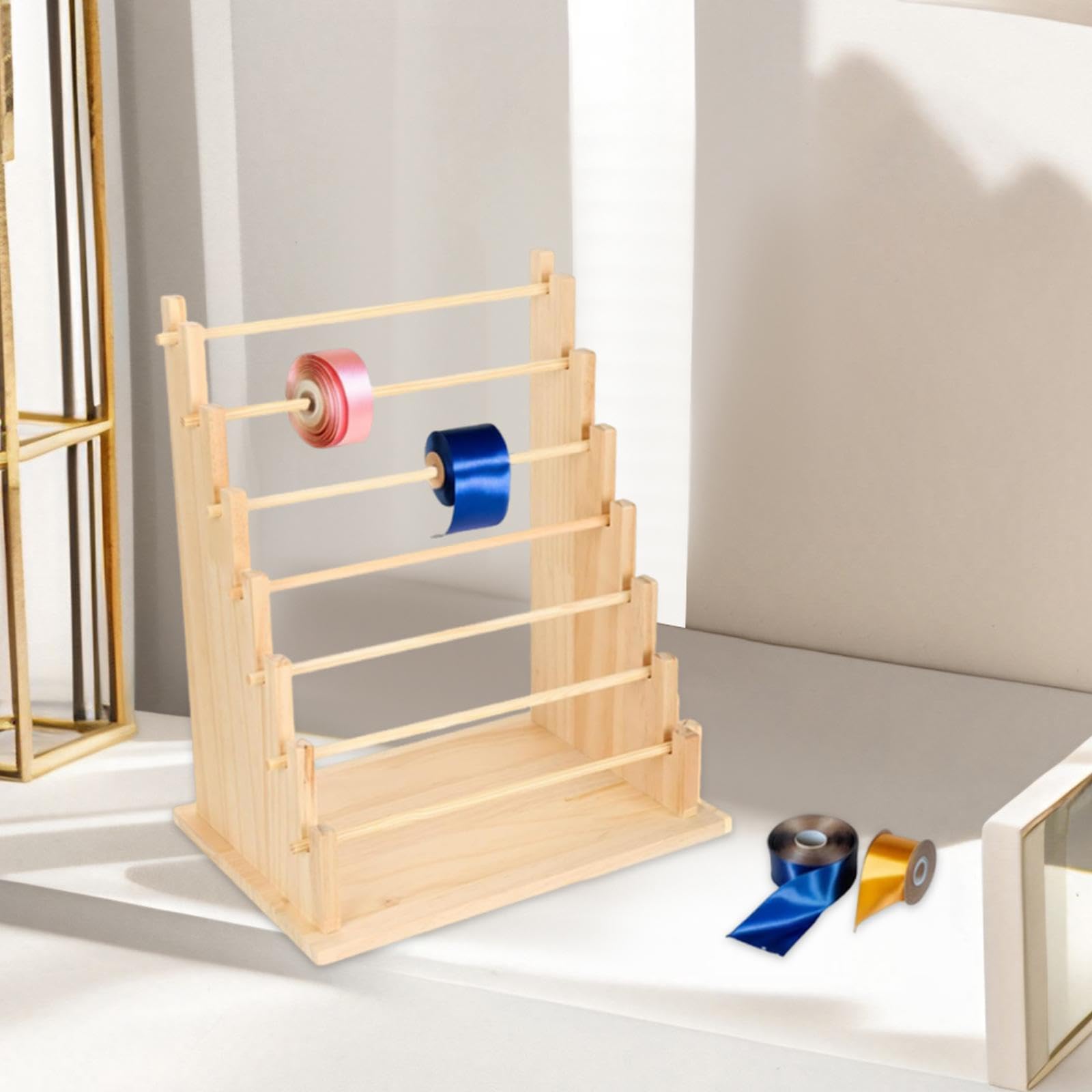 MagiDeal Organizzatore di nastri in legno, porta braccialetti, espositore per rocchetti di filo, organizer per nastri washi per confezioni regalo e negozio di