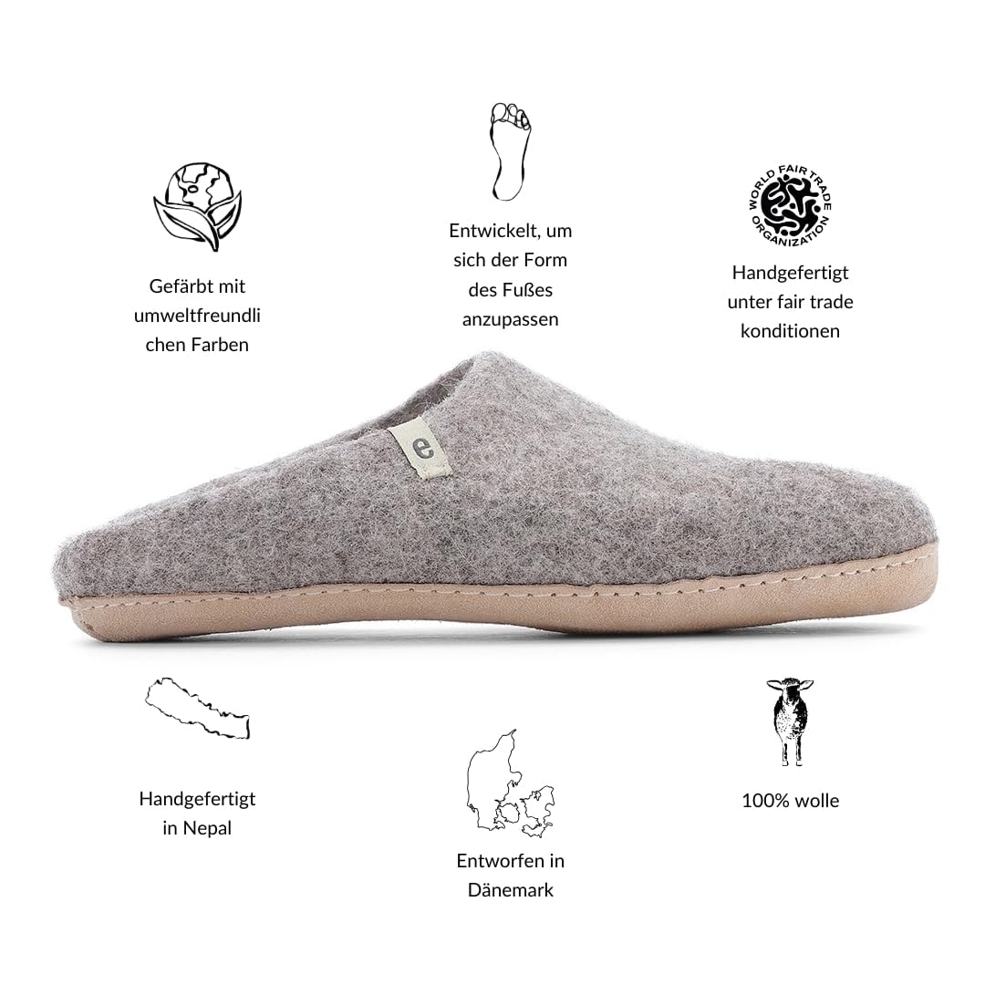 egos Zapatillas de estar por casa de color gris natural, para hombre y mujer, con lana 100% natural, cómodas zapatillas de cabaña para verano e invierno