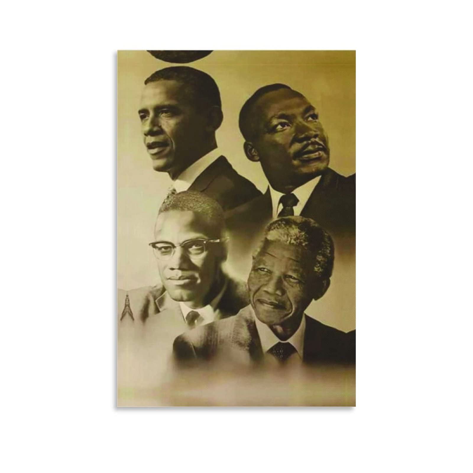Tableau toile Martin Luther King et Obama art mural decoration sans cadre 60x90cm