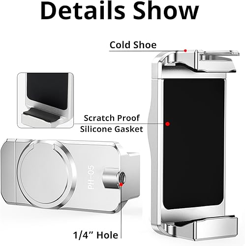 Miniatura 4 de OM6 Soporte magnético de metal para teléfono con zapata fría para micrófono, soporte de trípode compatible con DJI OM 6/OM 5/OM 4 Smartphone