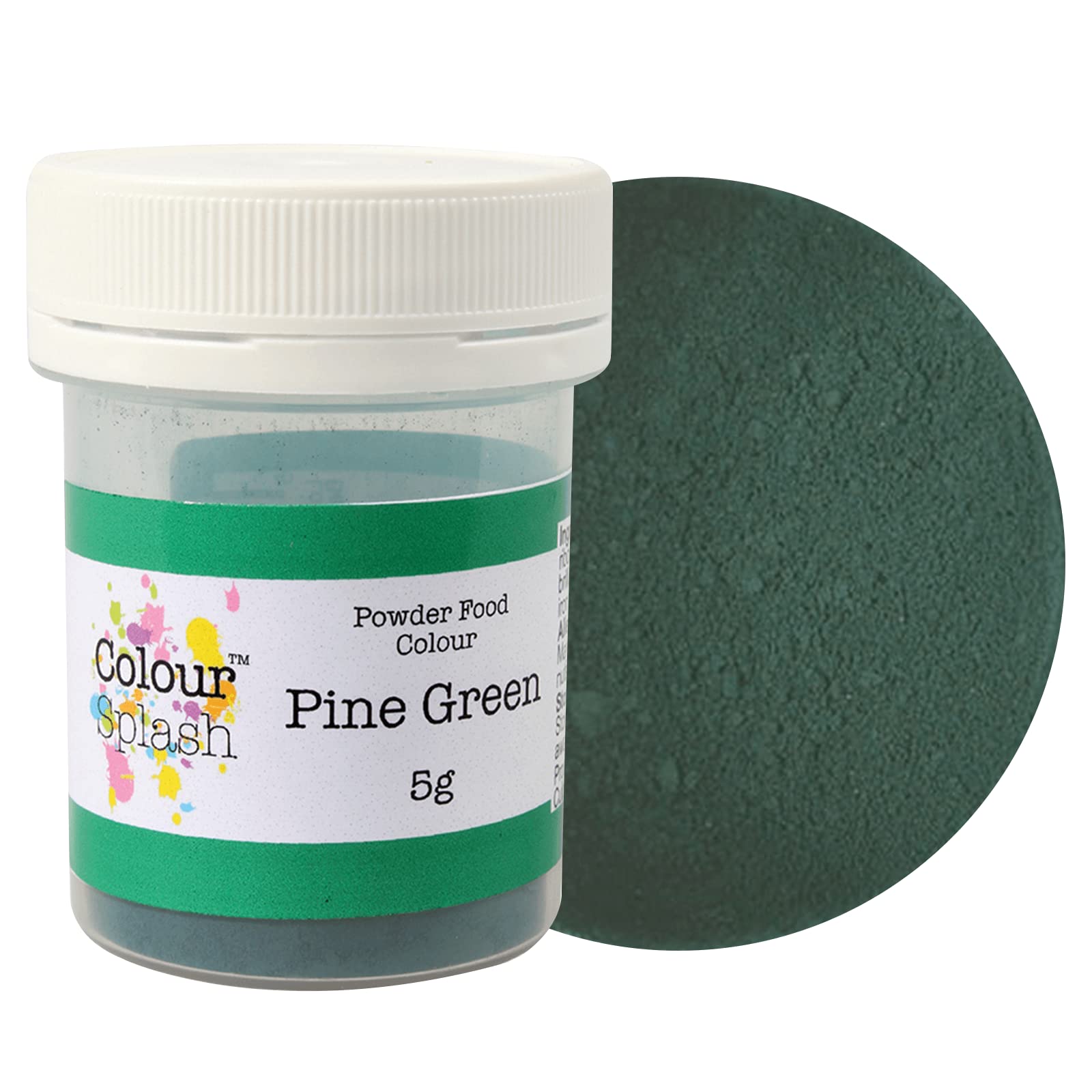 COLOUR SPLASH Food Colouring Dust, Powder Color, Edible, Matt Finish, Use on Cake Surfaces, Decorations Or Mix In Icing to Create Colourful Cakes & Bakes - Pine Green 5g